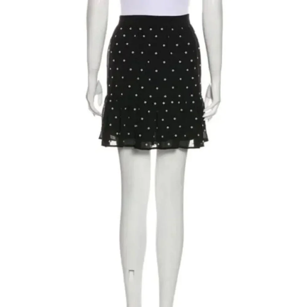 Michael kors Polka Dot Print Skirt- Silver Snap Embellishments-Large-Black-NWT - Picture 3 of 13